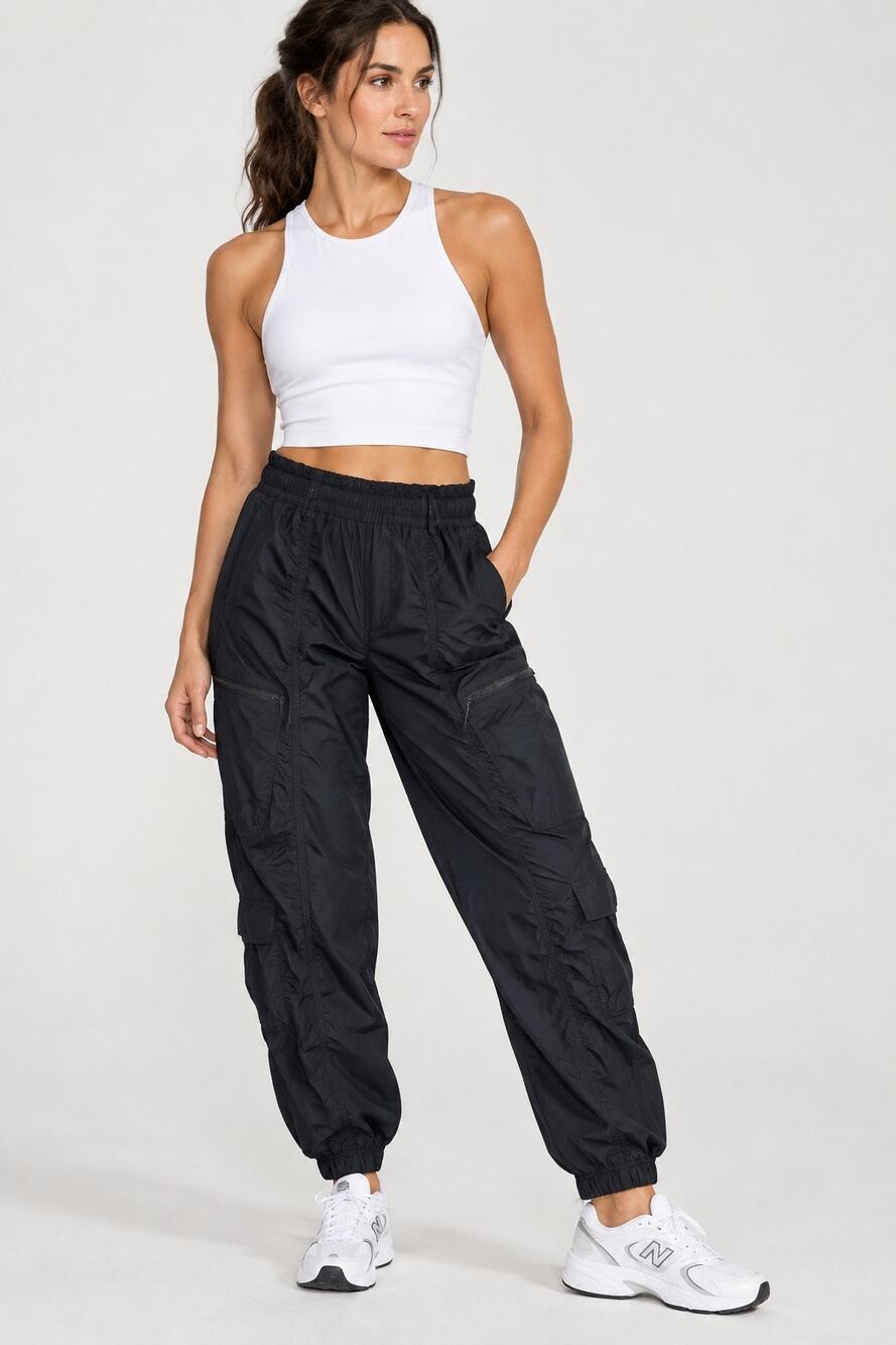 Athleta Parachute Cargo Pants Women’s Size 2 Black Nylon Jogger